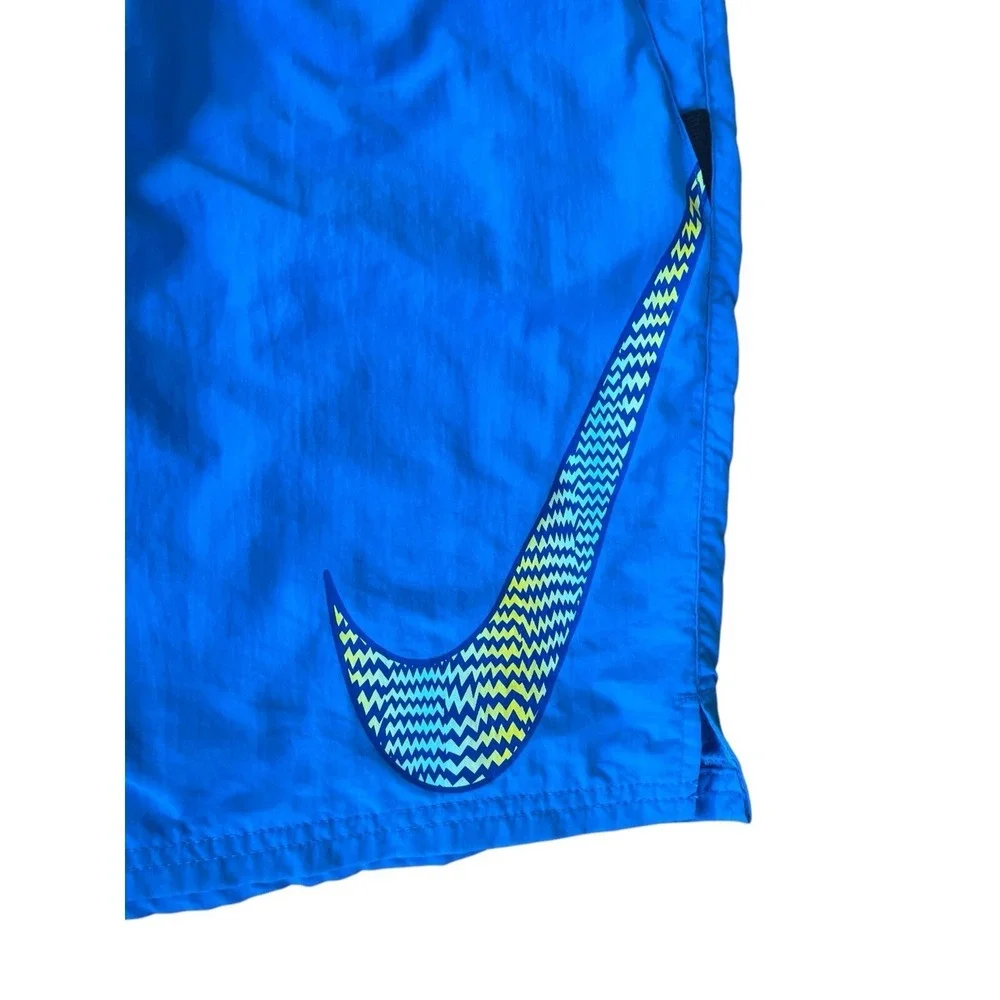 Nike Mens‎ Blue Volley Swim Shorts Large Graphic Swoosh Trunks